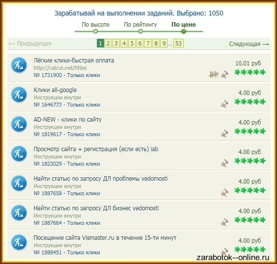 задания на кликах